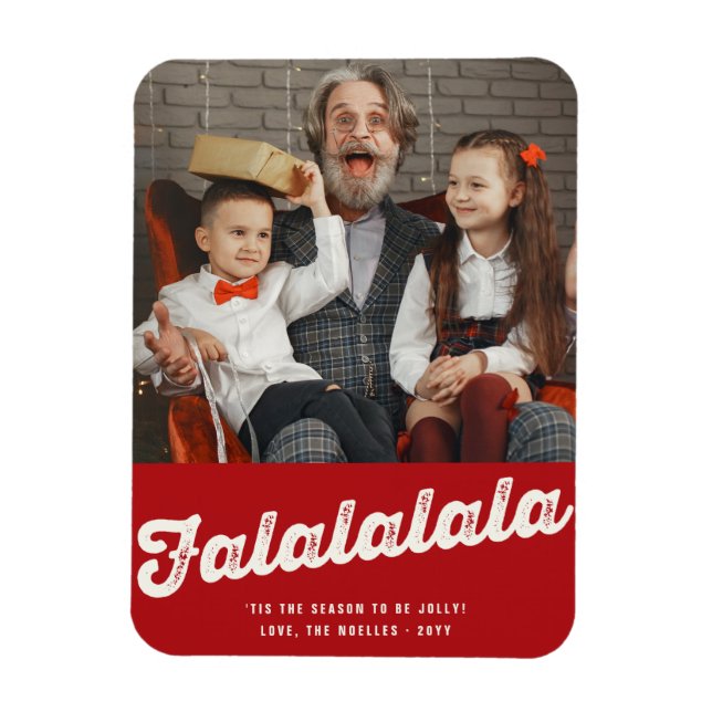 Falalalala Bold Script Fun Classic Christmas Photo Magnet (Vertical)
