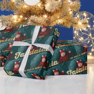 Falalalala Gold Ombre Script Christmas Multi Photo Wrapping Paper