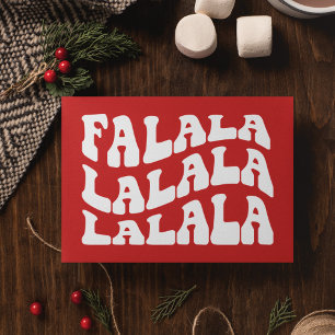 Falalalala Groovy Wavy Typography Red Christmas Holiday Card