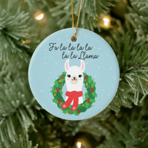 FaLaLaLaLa Llama Fun Christmas Ceramic Ornament