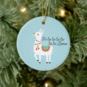 FaLaLaLaLa Llama Fun Snow Christmas Ceramic Ornament