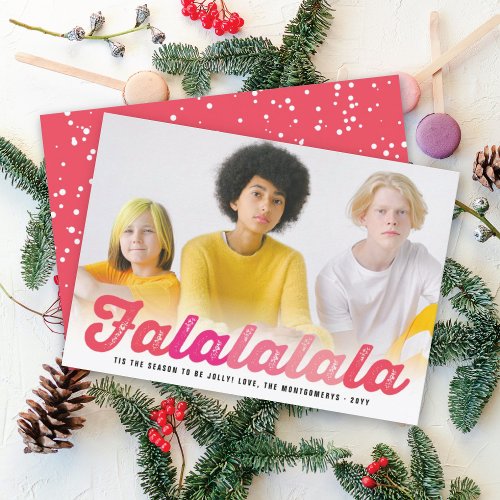 Falalalala Ombre Fun Christmas Holiday Photo Card