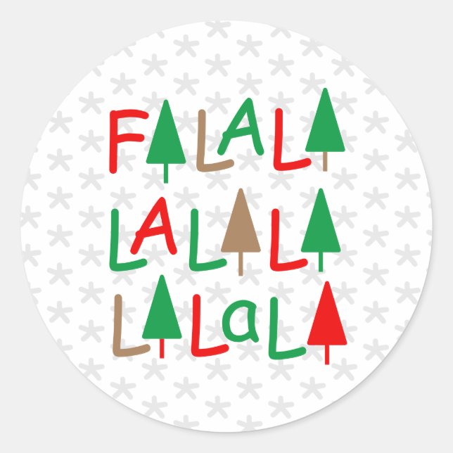 Falalalala... Red Green Brown Snowflakes Sticker (Front)