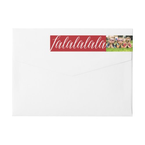 Falalalala Script Fun Holiday Photo Return Address Wrap Around Label