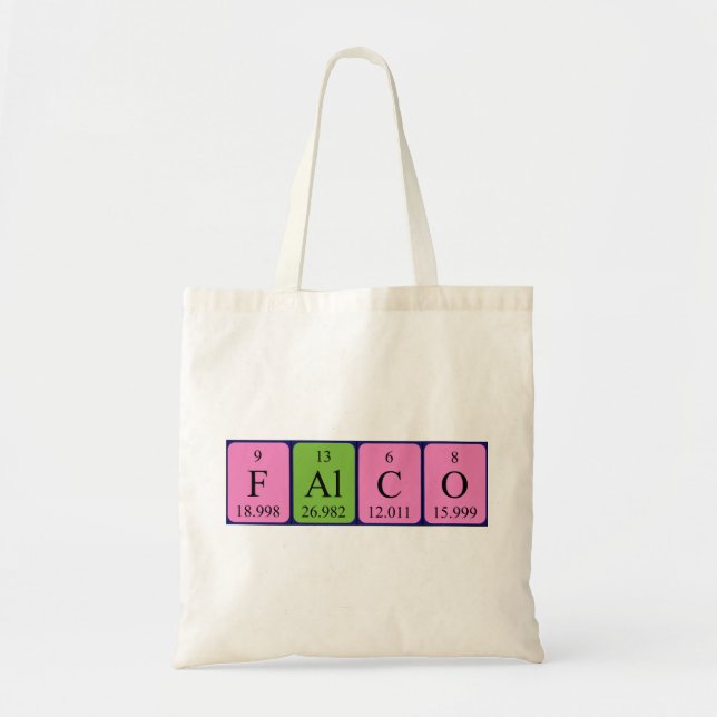 Falco periodic table name tote bag (Front)