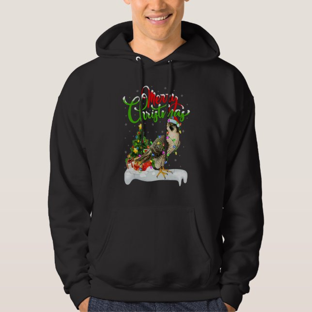 Falcon Bird   Xmas Decorations Santa Falcon Christ Hoodie (Front)