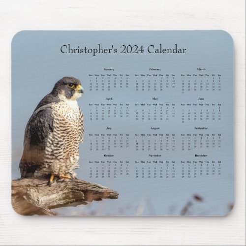 Falcon _ Customizable full year 2024 calendar Mouse Pad