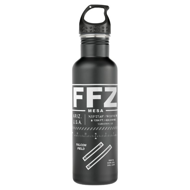 Falcon Field Airport FFZ Stainless Steel Water Bottle (Front)