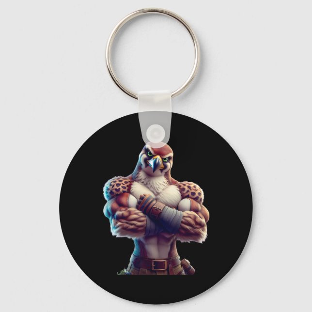 Falcon Flexing Fan Lover Bodybuilding Gym Workout  Keychain (Front)