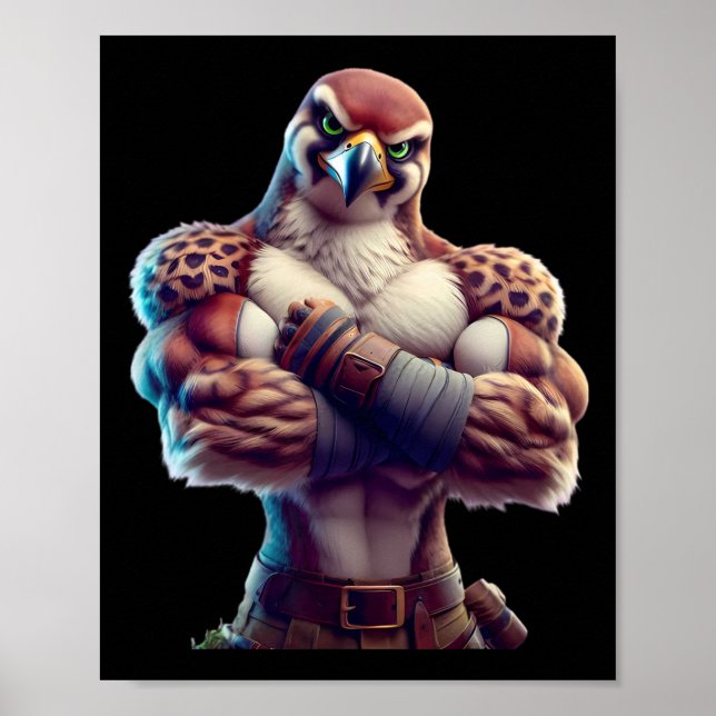 Falcon Flexing Fan Lover Bodybuilding Gym Workout  Poster (Front)