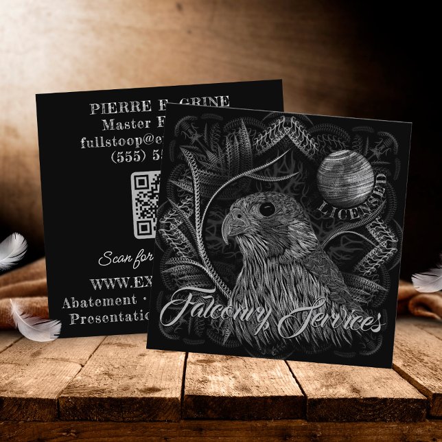 Falcon Full Moon Falconry Square Business Card (Creator Uploaded)