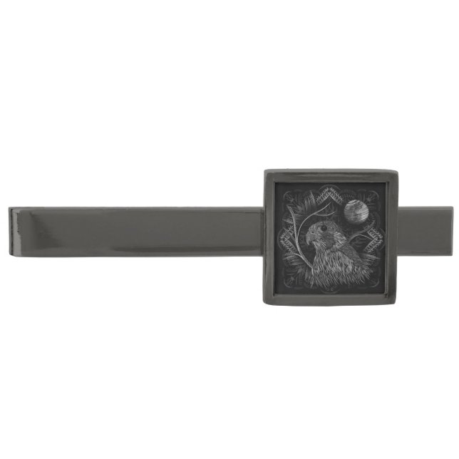 Falcon Full Moon Gunmetal Finish Tie Bar (Front)