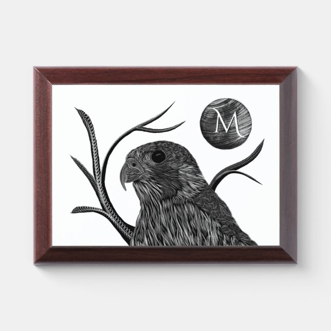 Falcon Full Moon Monogram Award Plaque (Horizontal)