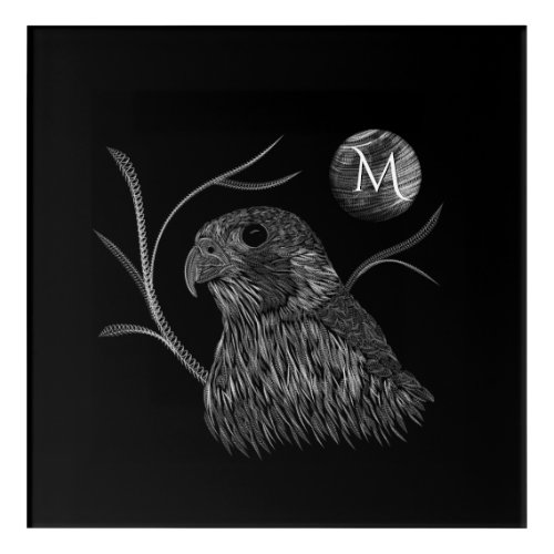 Falcon Full Moon Monogram Black Acrylic Print