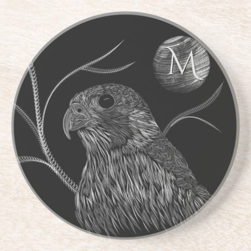 Falcon Full Moon Monogram Black Coaster