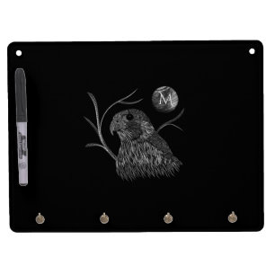 Falcon Full Moon Monogram Black Dry Erase Board With Keychain Holder