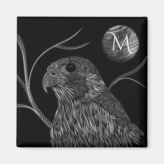 Falcon Full Moon Monogram Black Magnet (Front)