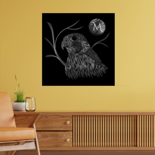 Falcon Full Moon Monogram Black Poster