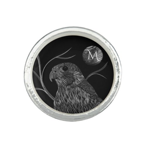 Falcon Full Moon Monogram Black Ring