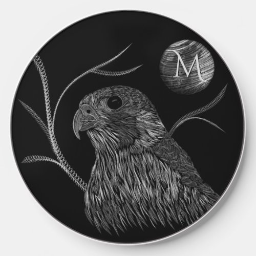 Falcon Full Moon Monogram Black Wireless Charger
