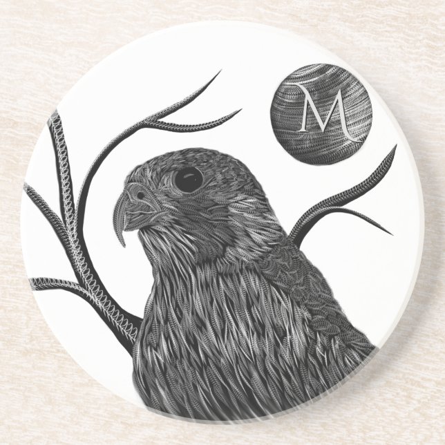 Falcon Full Moon Monogram Coaster (Front)