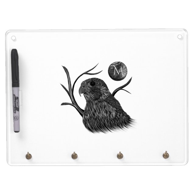 Falcon Full Moon Monogram Dry Erase Board With Keychain Holder (Front)
