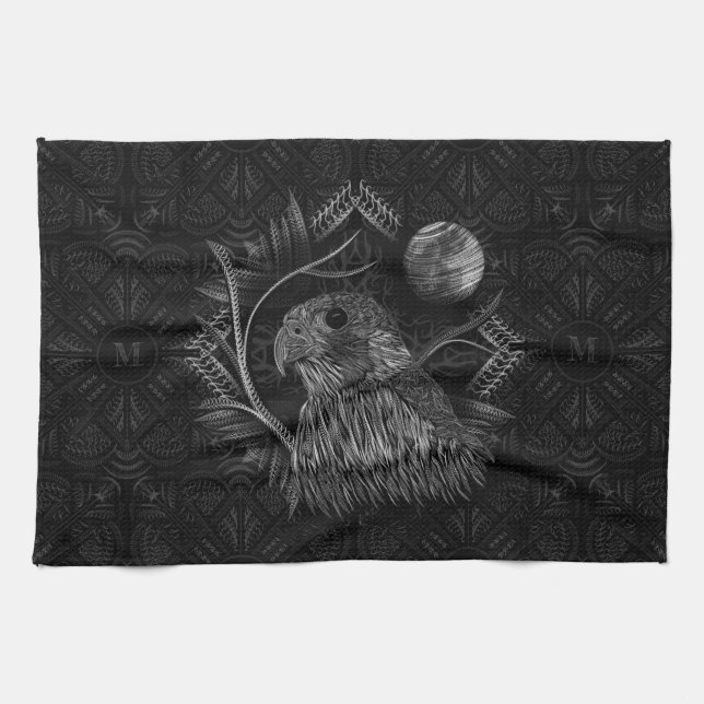 Falcon Full Moon Monogram Kitchen Towel (Horizontal)