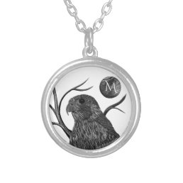 Falcon Full Moon Monogram Silver Plated Necklace