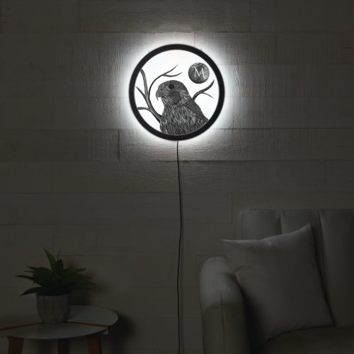 Falcon Full Moon Monogram White LED Sign