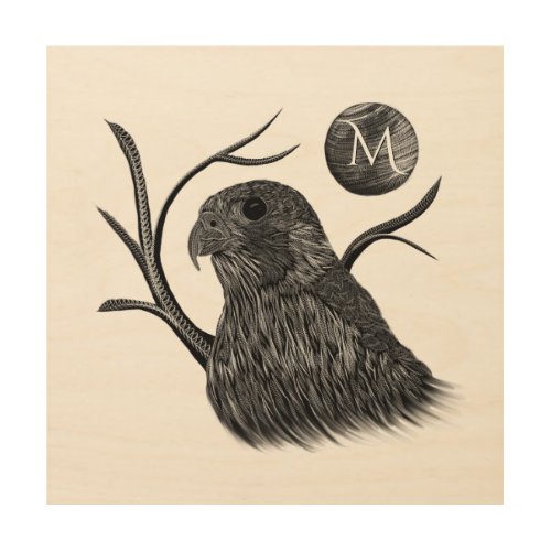 Falcon Full Moon Monogram Wood Wall Art
