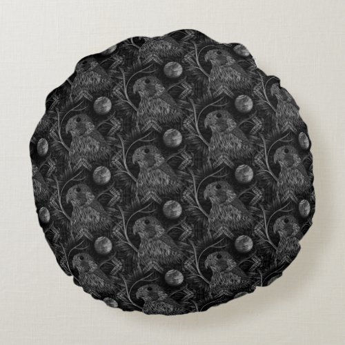 Falcon Full Moon Pattern Round Pillow