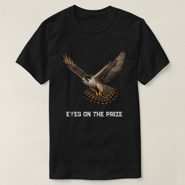 Falcon in Flight Realistic T-Shirt Design (black) (Design Front)