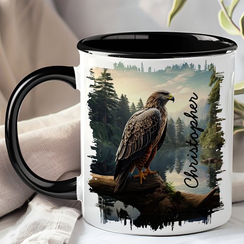 Falcon In Forest Wilderness Mug