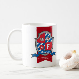 Falcon knight shield red blue name meaning mug