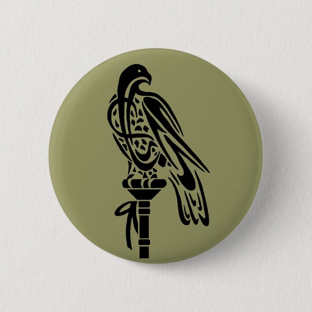 Falcon on Block Perch Button (Front)