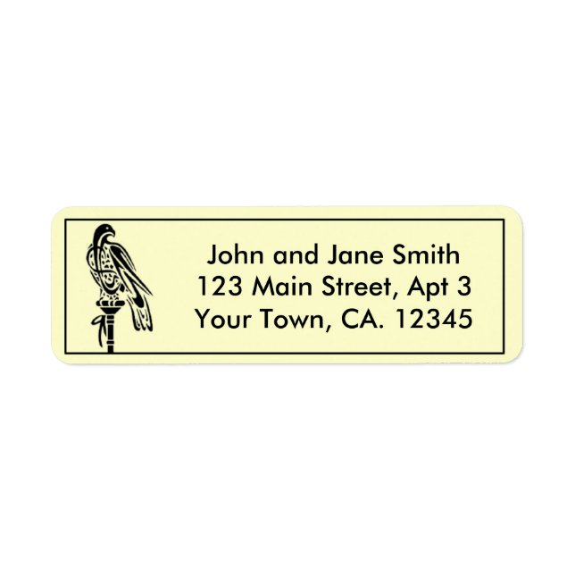 Falcon on Block Perch Label (Front)