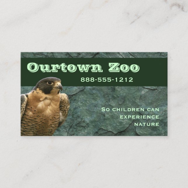 Falcon on Green Stone Business Card (Front)