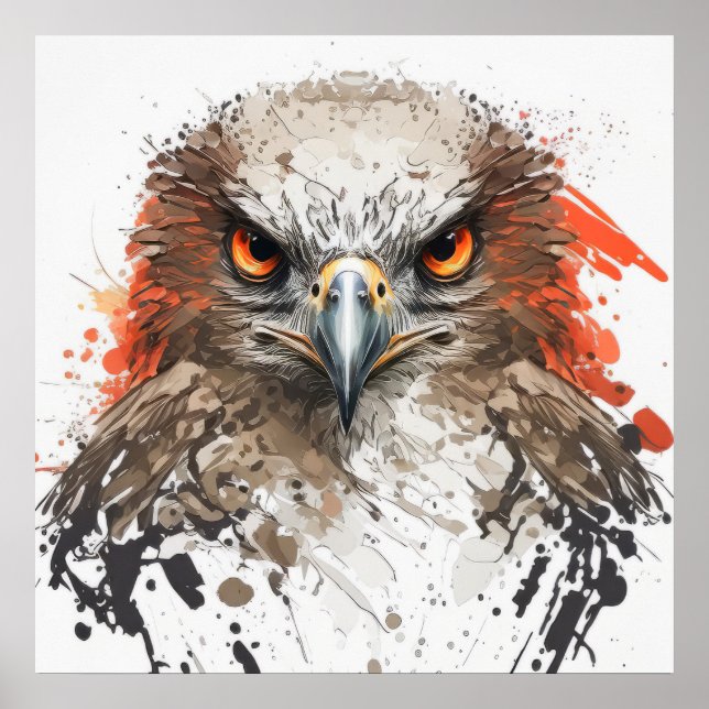 Falcon Portrait Animal Painting Wildlife Outdoors  Poster (Front)