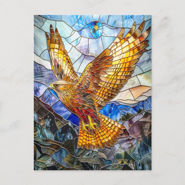 Falcon Soaring Over Landscape Postcard (Front)