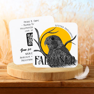 Falcon Sun or Moon Falconry Services Square Business Card