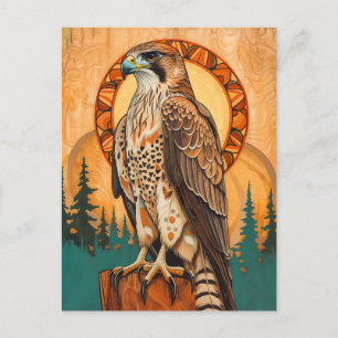 Falcon Totem – Visionary Art Deco Spirit Postcard