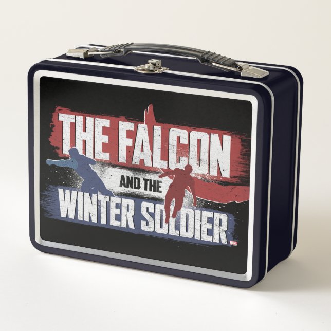 Falcon & Winter Soldier Red and Blue Graphic Metal Lunch Box (Front)
