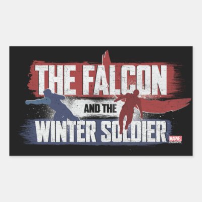 Falcon &amp; Winter Soldier Red and Blue Graphic Rectangular Sticker