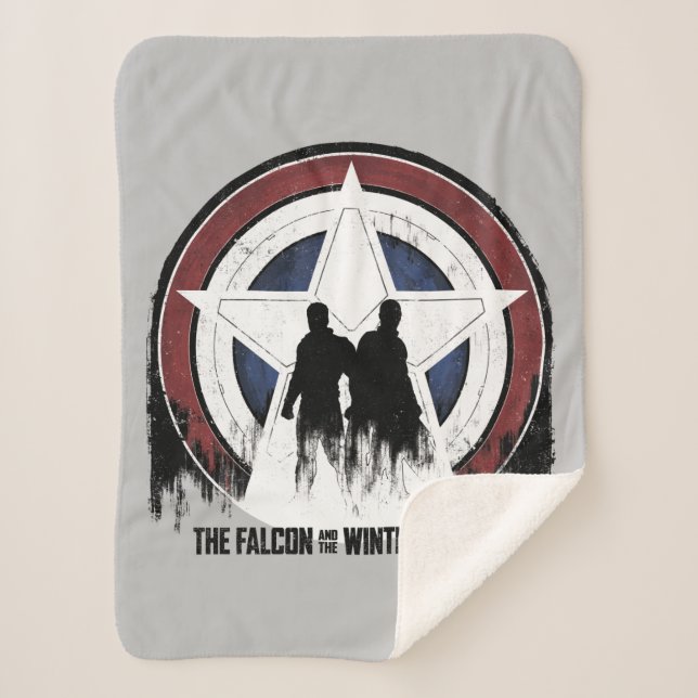 Falcon & Winter Soldier Shield Silhouettes Sherpa Blanket (Front)