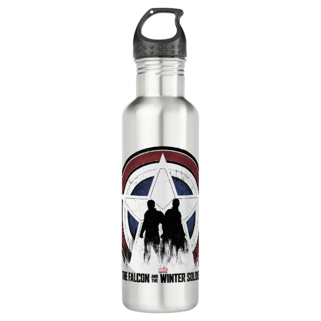 Falcon & Winter Soldier Shield Silhouettes Stainless Steel Water Bottle (Front)