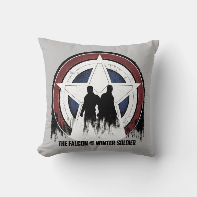 Falcon & Winter Soldier Shield Silhouettes Throw Pillow (Front)