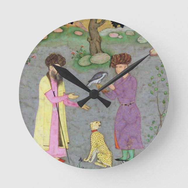 Falconer with companion and pet cheetah, from the round clock (Front)