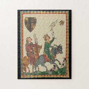 Falconry, 14th Century Codex Manesse Jigsaw Puzzle