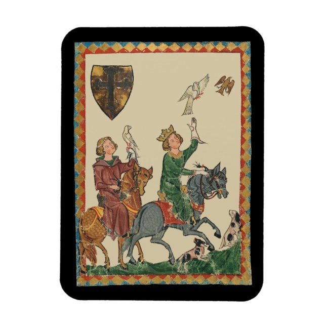 Falconry, 14th Century Codex Manesse Magnet (Vertical)