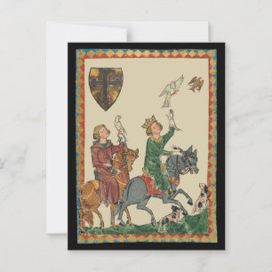 Falconry, 14th Century Codex Manesse Postcard